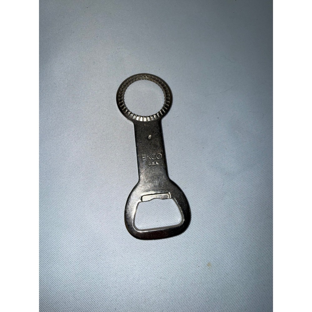 Vintage EKCO USA Bottle Opener‎ Twist Off Cap Remover Chrome Steel Bar Tool